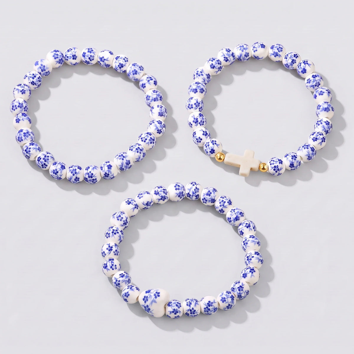 Conjunto de 3 Pulseras de Cerámica Española — las tres pulseras visibles