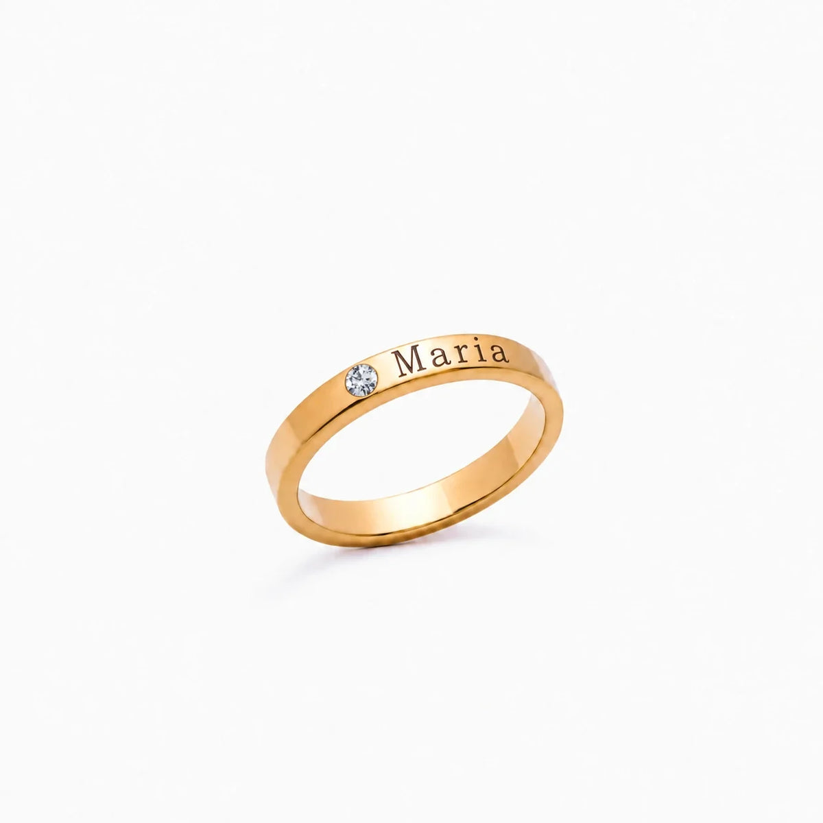Anillo personalizado con nombre y piedra de nacimiento Abril — Diamante