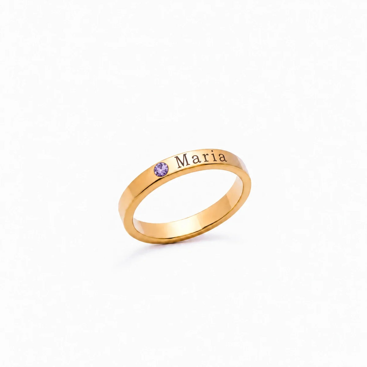 Anillo personalizado con nombre y piedra de nacimiento Junio — Alejandrita