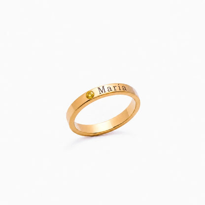 Anillo personalizado con nombre y piedra de nacimiento Noviembre — Citrino