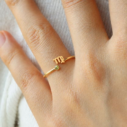 Anillo del zodíaco con piedra