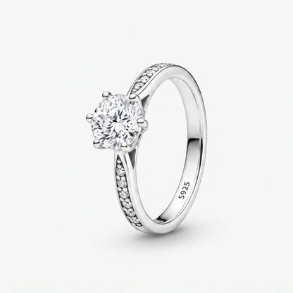 Anillo Solitario Eterno 925 con piedra central y pavé en los hombros