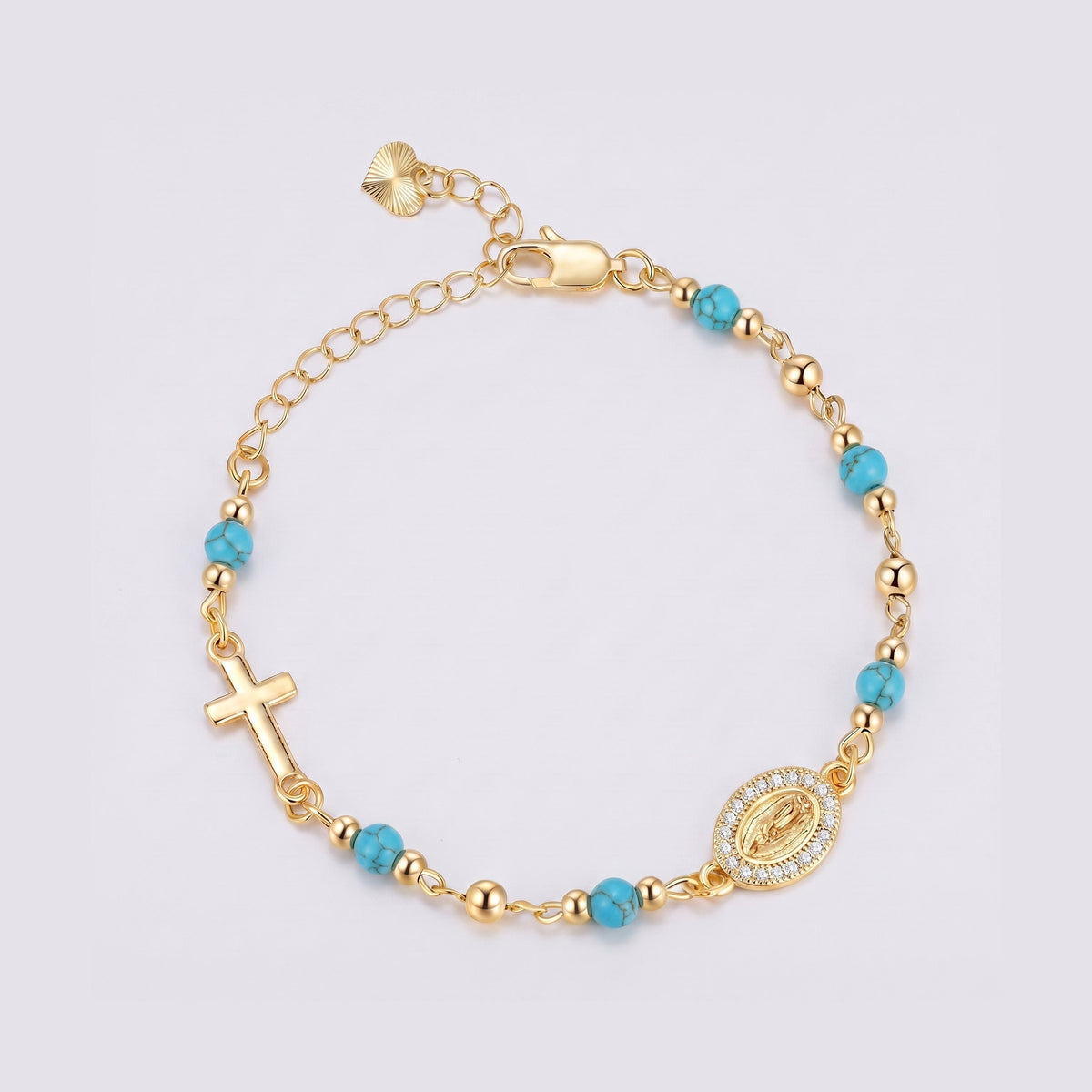 Pulsera Ave María con piedras naturales — cuentas azules