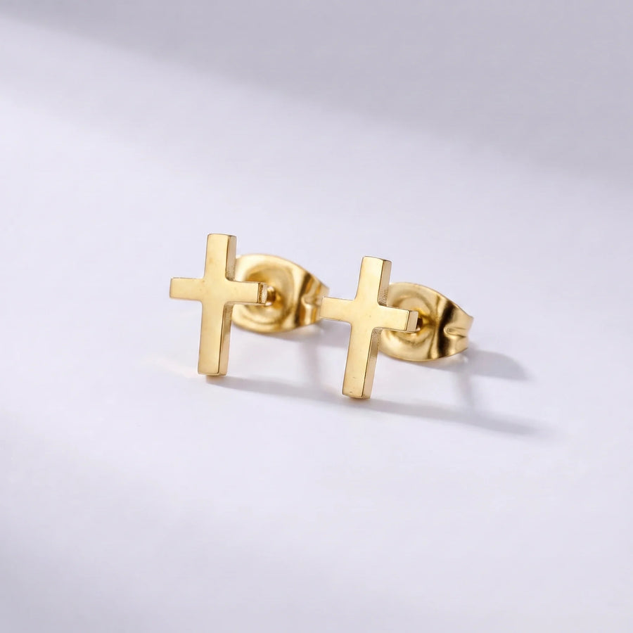 Pendientes cruz dorado