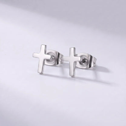 Pendientes cruz plateado