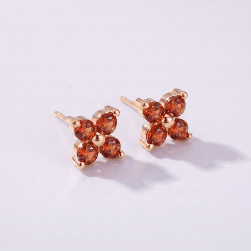 Pendientes florales con piedra de nacimiento — 12 meses