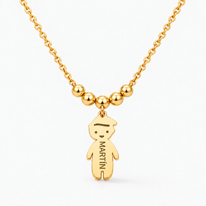 Collar Personalizado con Nombres de tus Hijos dorado — un niño, Martín