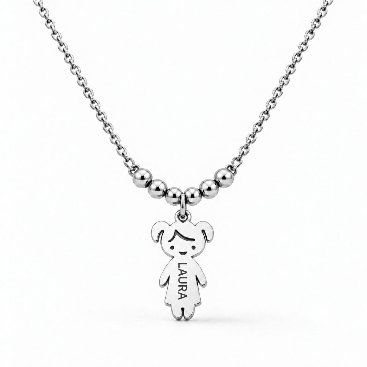 Collar Personalizado con Nombres de tus Hijos plateado — una niña, Laura