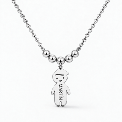 Collar Personalizado con Nombres de tus Hijos plateado — un niño, Martín