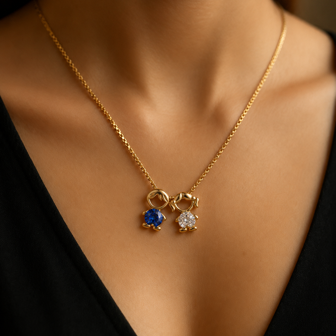 Collar de hijos con piedra de nacimiento