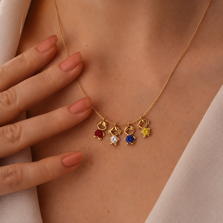 Collar de hijos con piedra de nacimiento