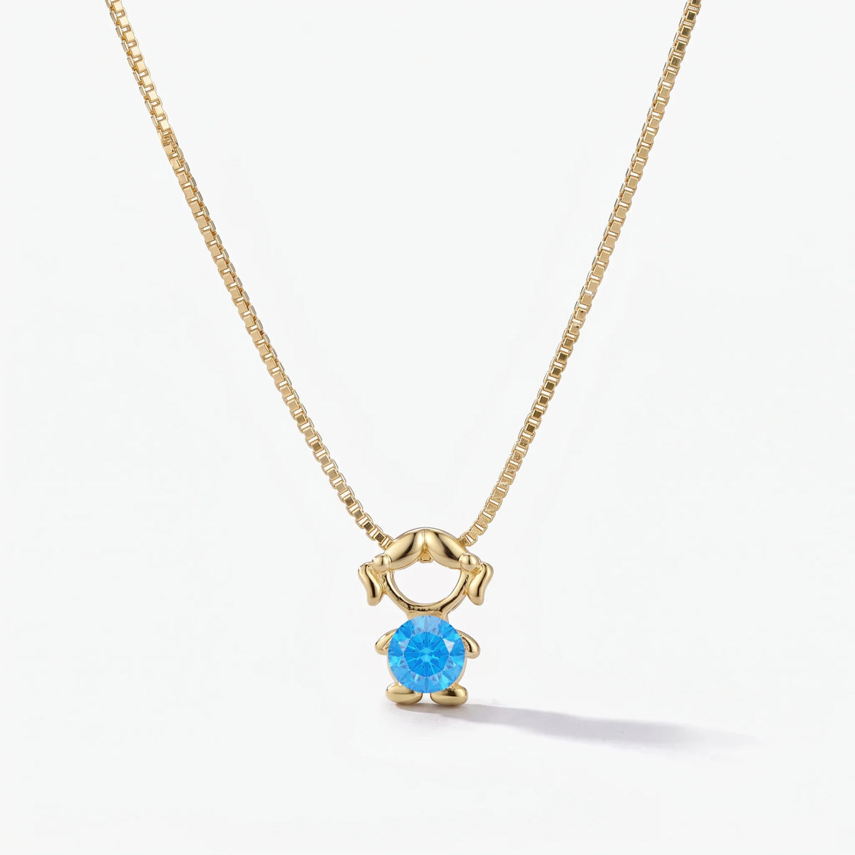 Collar abalorio niña Diciembre — Topacio azul