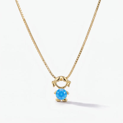 Collar abalorio niña Diciembre — Topacio azul