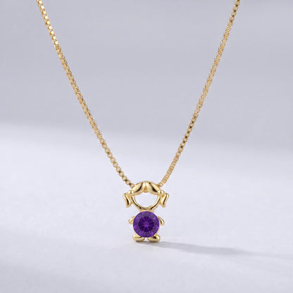 Collar abalorio niña Febrero — Amatista