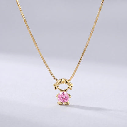 Collar abalorio niña Octubre — Turmalina Rosa