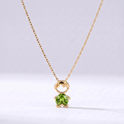 Collar abalorio niño Agosto — Peridoto