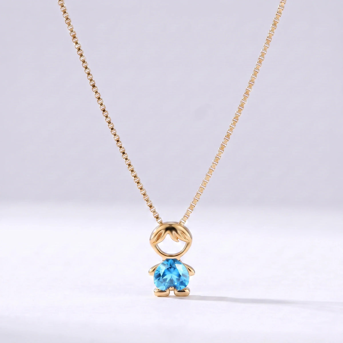 Collar abalorio niño Diciembre — Topacio azul