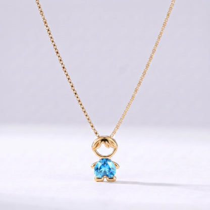 Collar abalorio niño Diciembre — Topacio azul