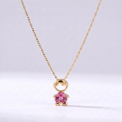 Collar abalorio niño Octubre — Turmalina Rosa
