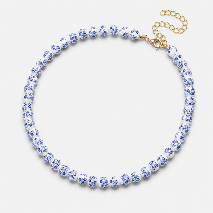 Collar Largo de Cerámica Española de cerámica azul y blanca