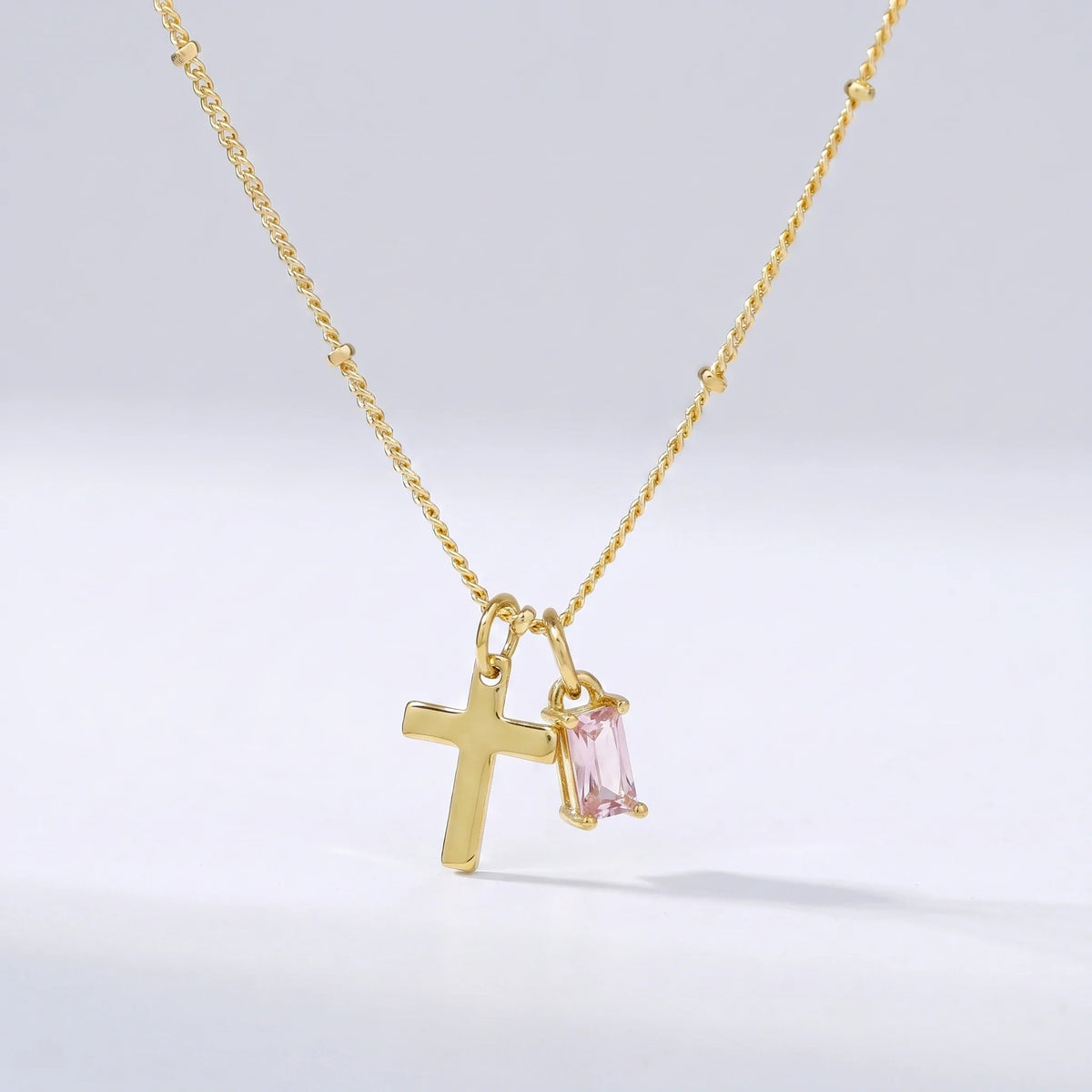 Collar cruz con piedra de nacimiento Junio — Alejandrita