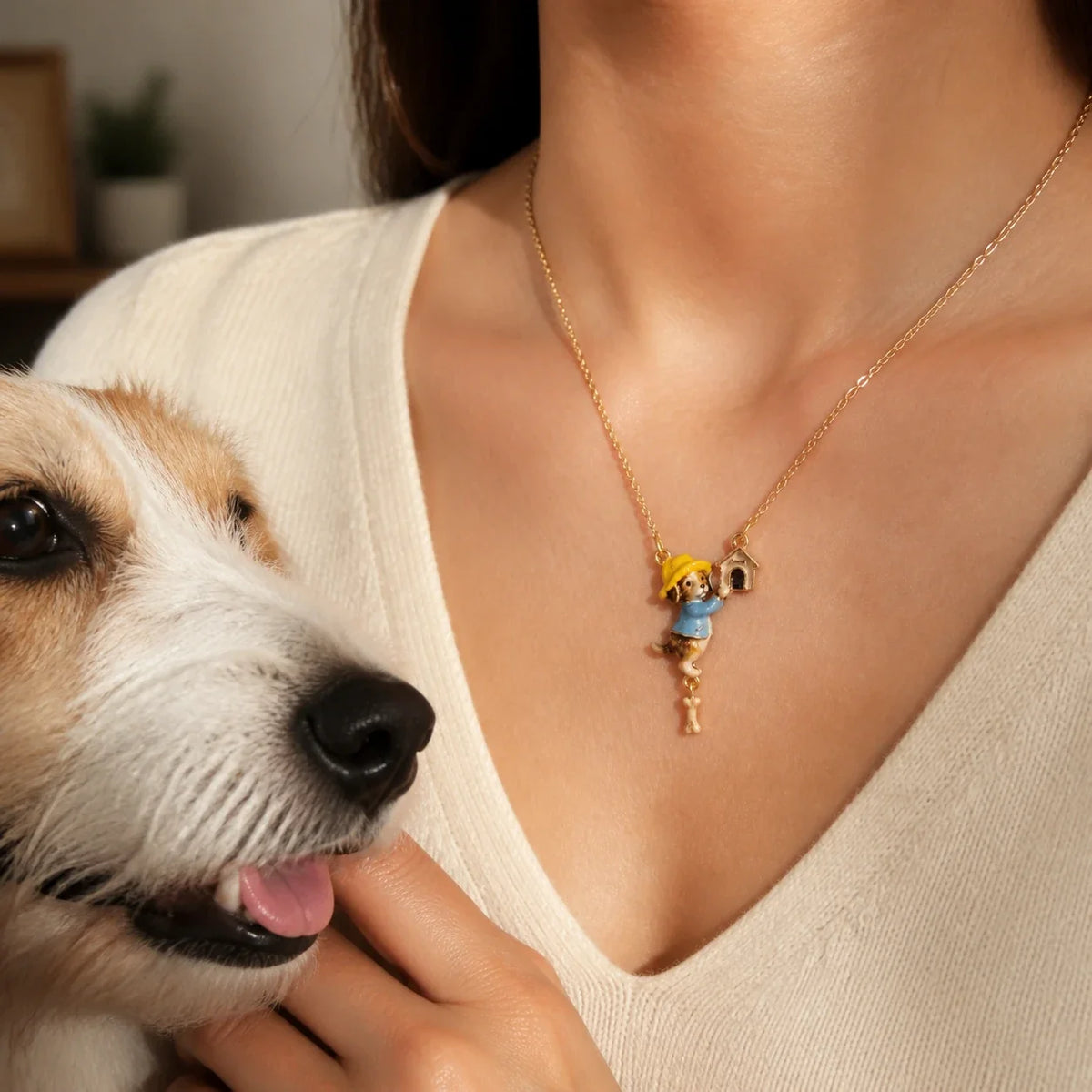Collar Gato y Cão — modelo Cão en uso