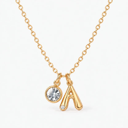 Collar Inicial A dorado — Abril — Diamante