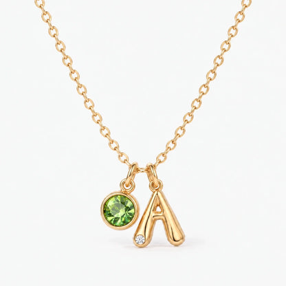 Collar Inicial A dorado — Agosto — Peridoto