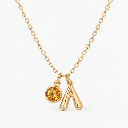 Collar Inicial A dorado — Noviembre — Citrino