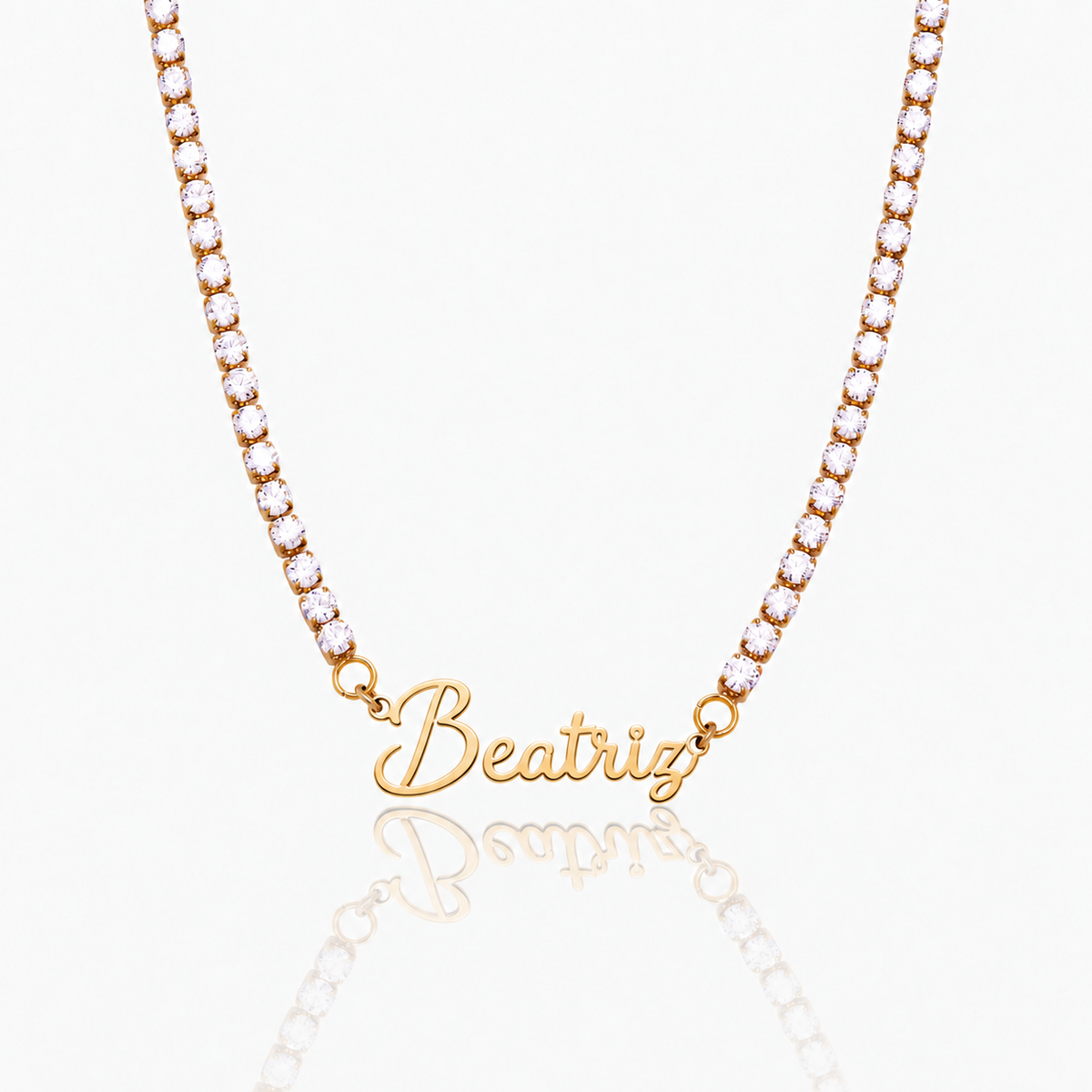 Collar con Nombre Brillante dorado personalizado con Beatriz
