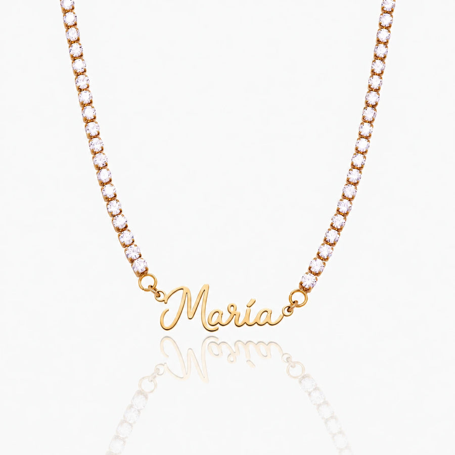 Collar con Nombre Brillante dorado personalizado con María