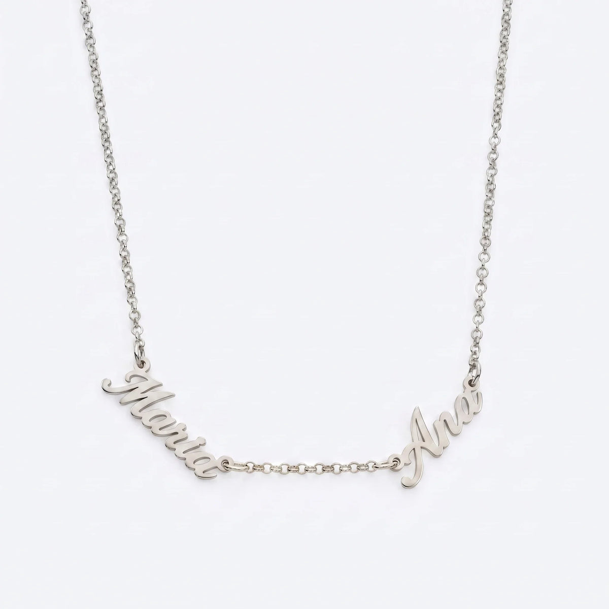 Collar con Nombres Personalizados Plateado — 2 Nombres