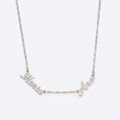 Collar con Nombres Personalizados Plateado — 2 Nombres