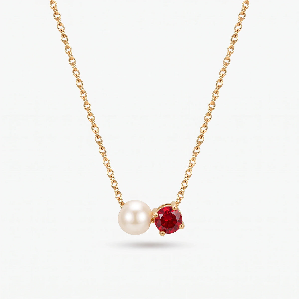 Collar de perla y piedra de nacimiento Enero — Granate dorado