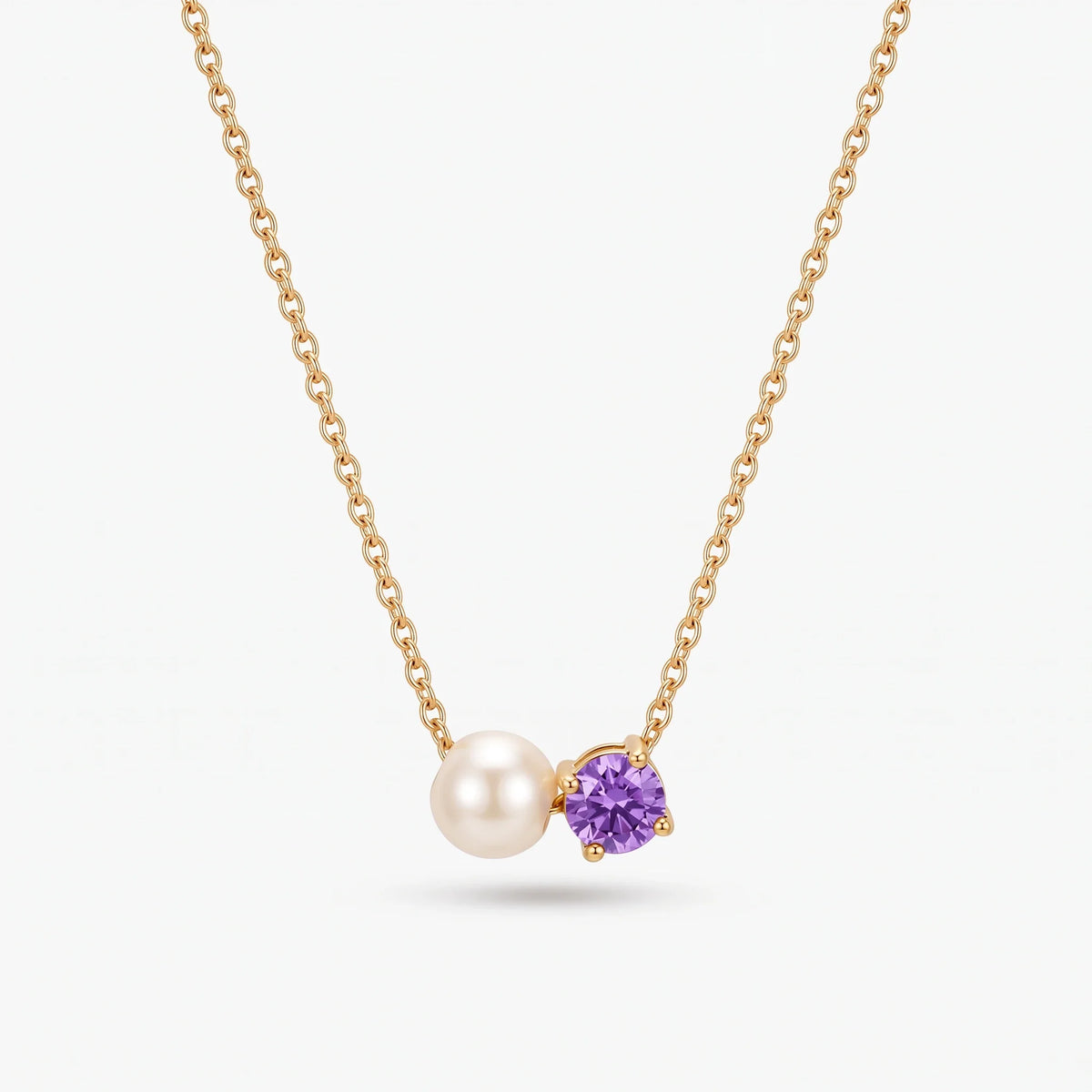 Collar de perla y piedra de nacimiento Junio — Alejandrita dorado