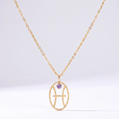 Collar signo del zodíaco con runa Piscis