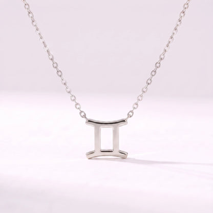 Collar símbolo del zodíaco Géminis plateado