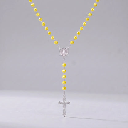 Collar rosario de perlas Amarillo