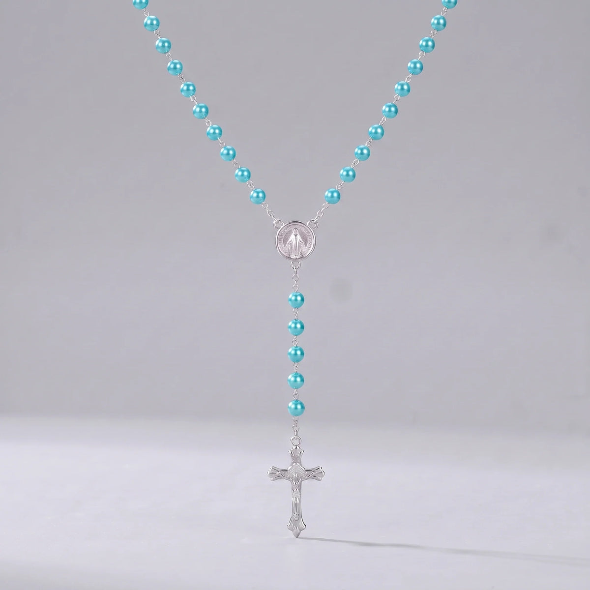 Collar rosario de perlas Azul