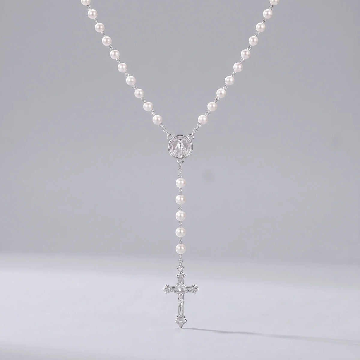 Collar rosario de perlas Blanco