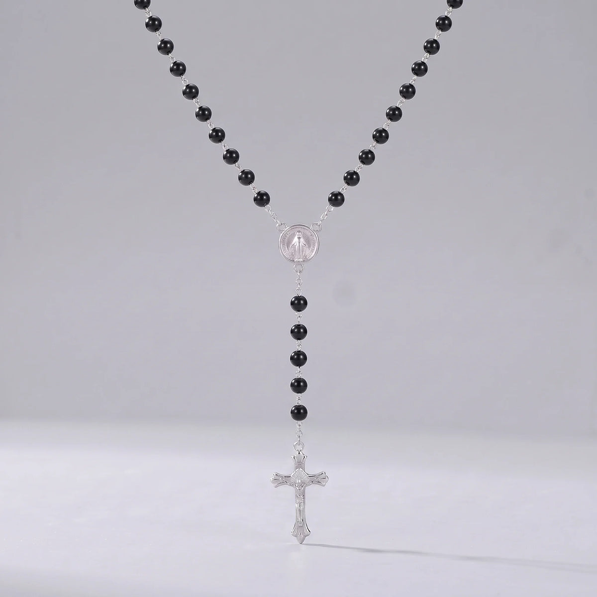 Collar rosario de perlas Negro