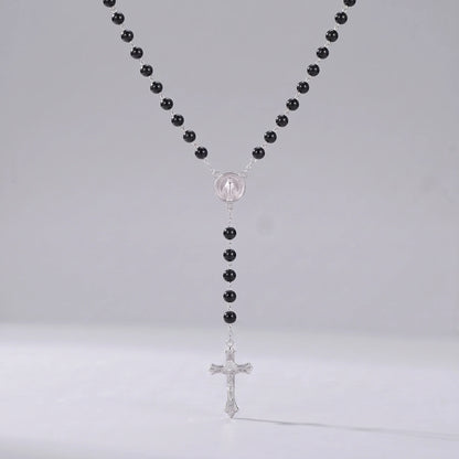Collar rosario de perlas Negro