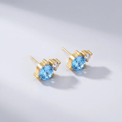 Pendientes piedra de nacimiento Diciembre — Topacio azul