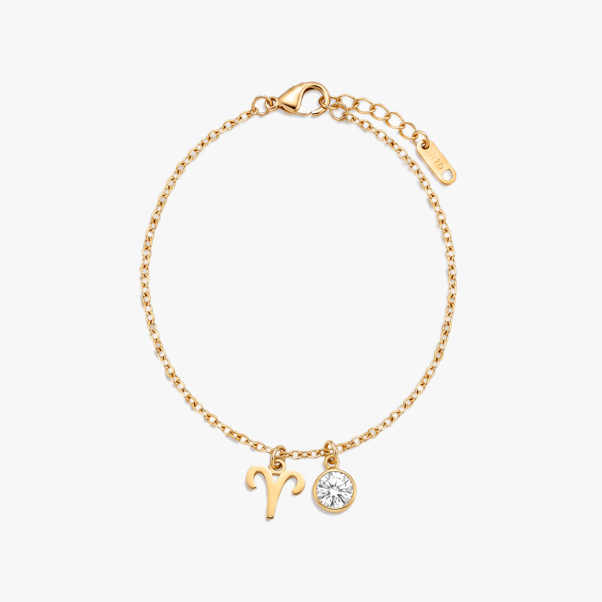 Pulsera signo del zodiaco Aries dorada con piedra de nacimiento Diamante