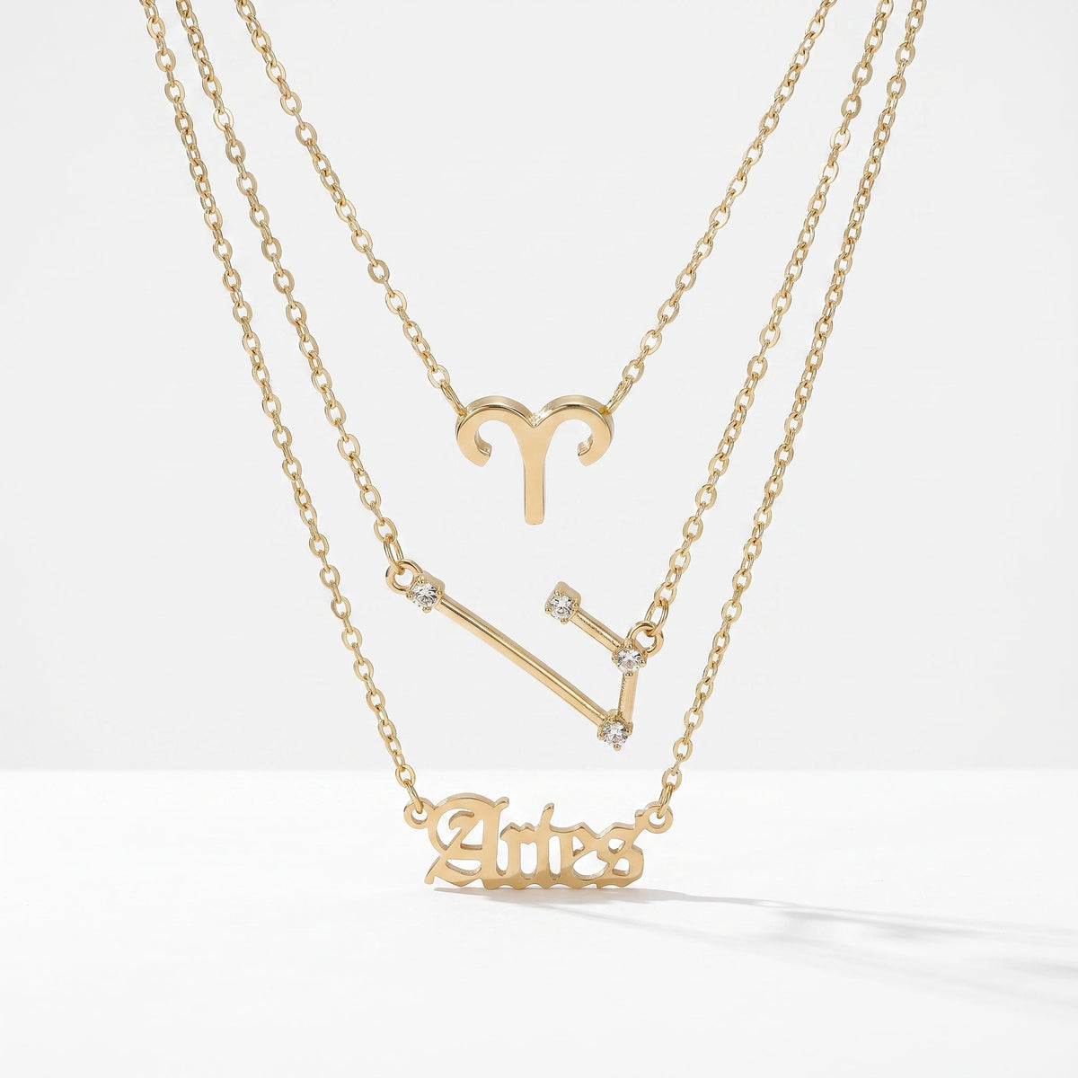 Conjunto 3 collares signo Aries dorado