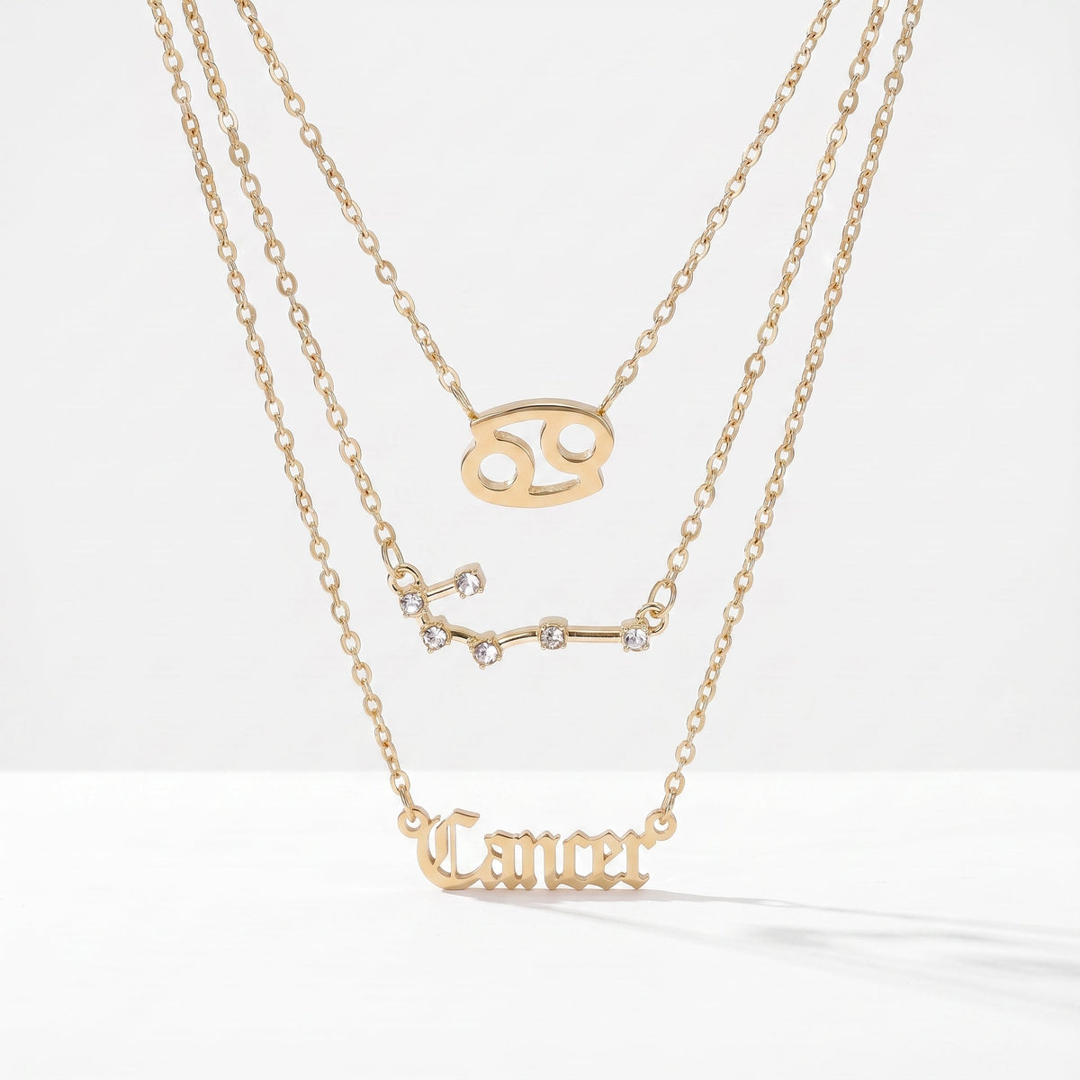 Conjunto 3 collares signo Cáncer dorado