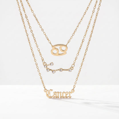 Conjunto 3 collares signo Cáncer dorado