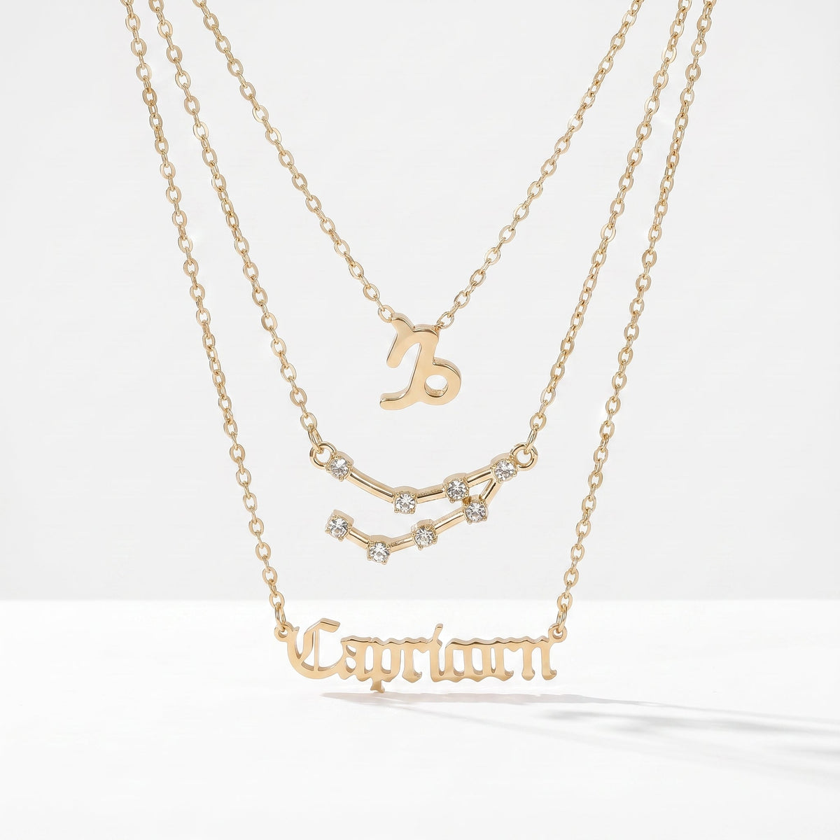 Conjunto 3 collares signo Capricornio dorado
