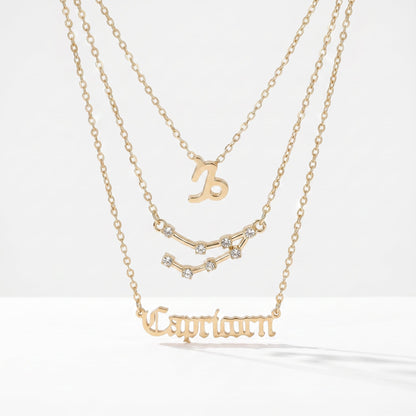 Conjunto 3 collares signo Capricornio dorado