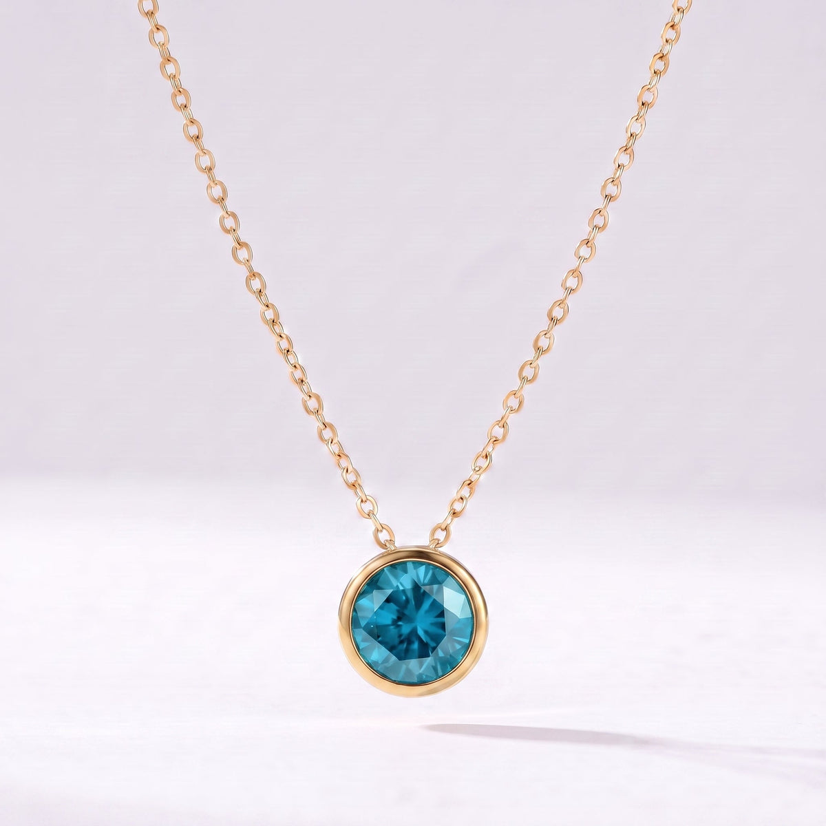 Collar piedra de nacimiento Diciembre — Topacio azul dorado